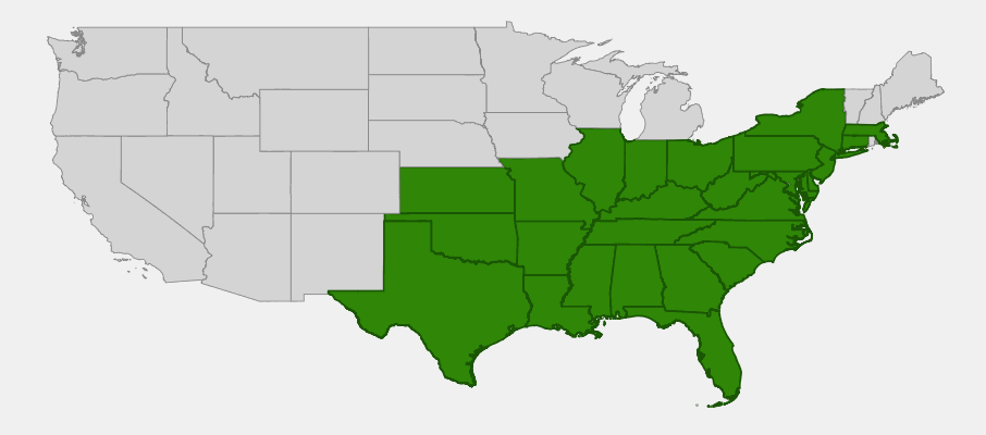 State-level native range of Muhlenbergia capillaris