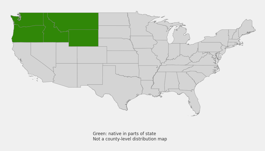 State-level native range of Penstemon fruticosus