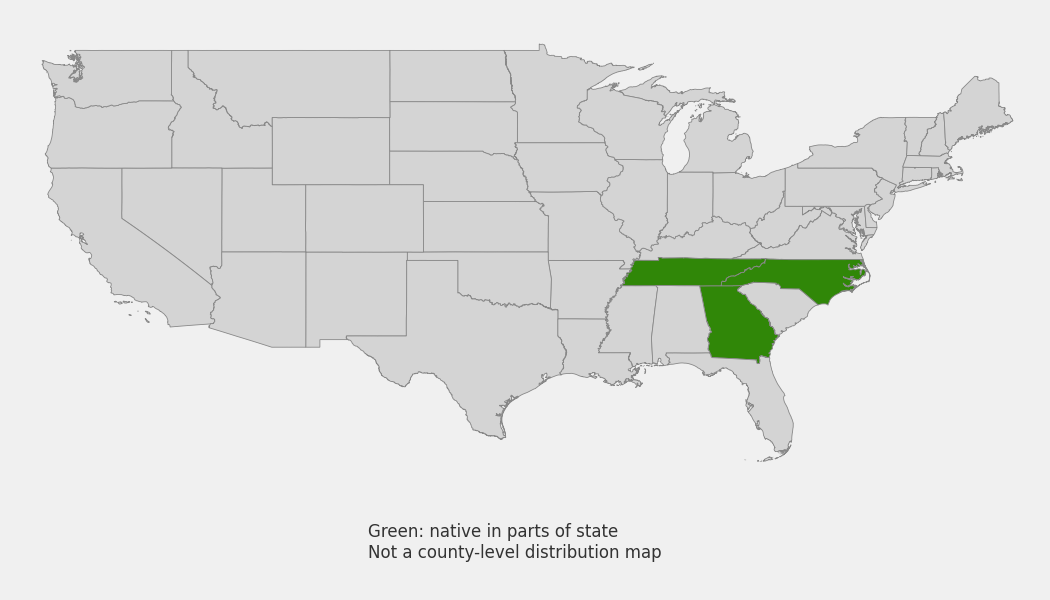State-level native range of Thermopsis villosa