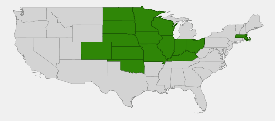 State-level native range of Vernonia fasciculata