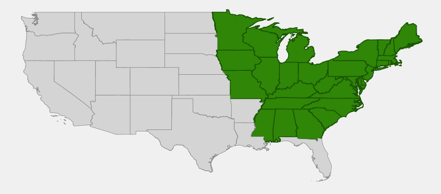 State-level native range of Viola cucullata