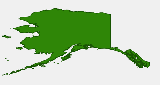 United States native range of Iris setosa: Alaska, including the Aleutian region; Canadian and Asian range not depicted